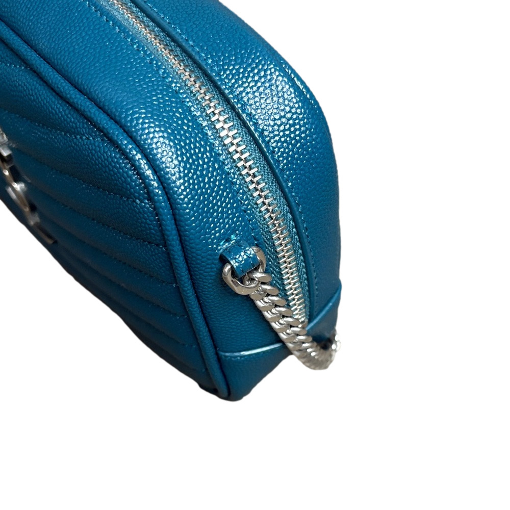 Saint Laurent  YSL Mini LouLouTeal Quilted Leather Crossbody Bag Tassel Silver - Picture 6 of 11